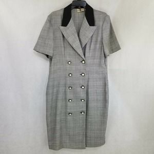Vintage Glen Plaid Houndstooth Size 12 Coat Dress